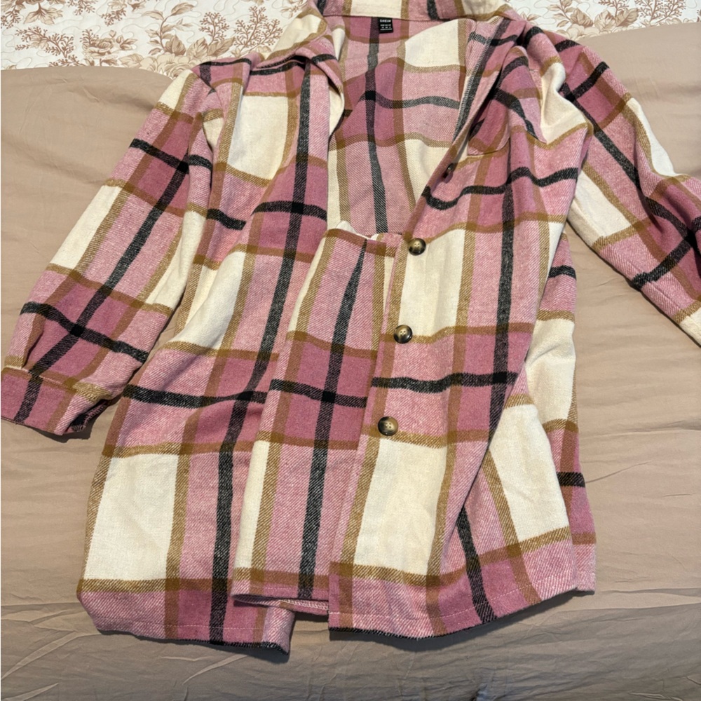 Plaid Button-Up Cardigan